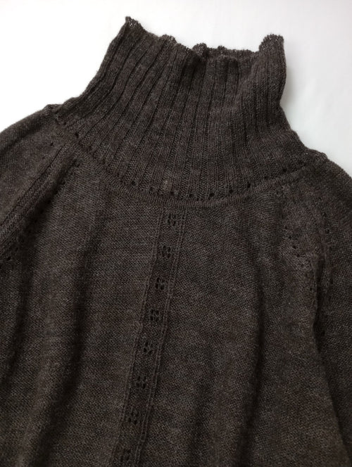 GASA ガサ レース タートル ニット長袖  トップス ダークブラウン 【中古】