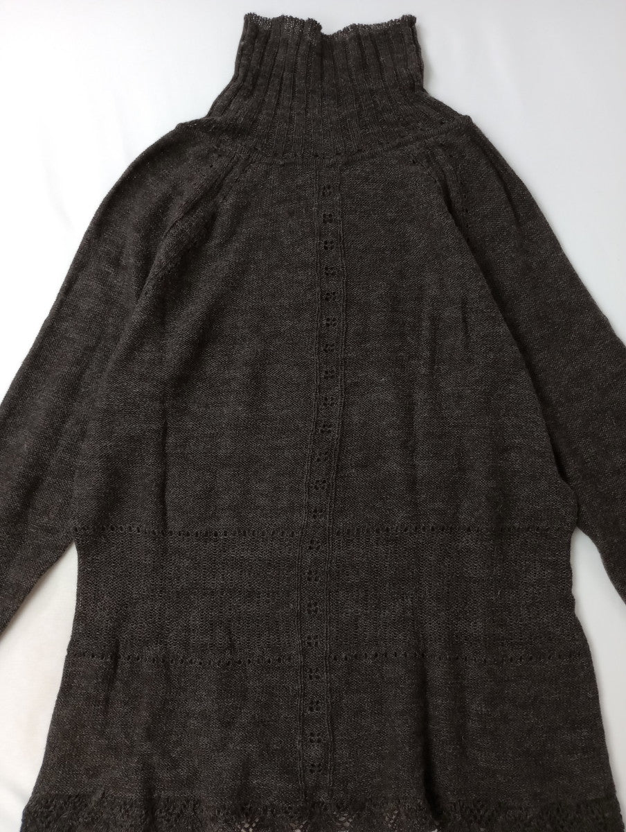 GASA ガサ レース タートル ニット長袖  トップス ダークブラウン 【中古】