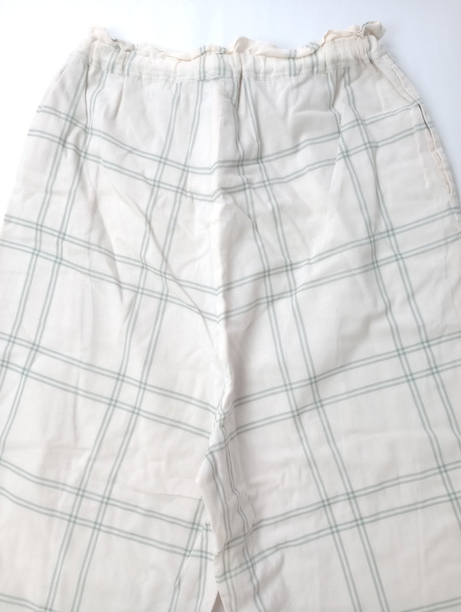 gasa grue  ガサ グルー グラフ チェック 柄 裾 アジャスト イージー パンツ 生成り【中古】