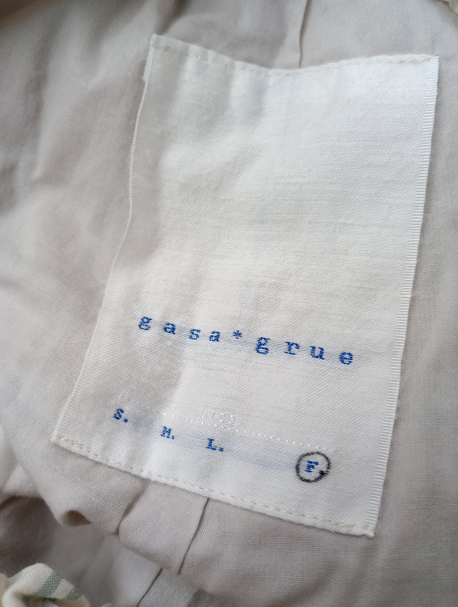 gasa grue  ガサ グルー グラフ チェック 柄 裾 アジャスト イージー パンツ 生成り【中古】