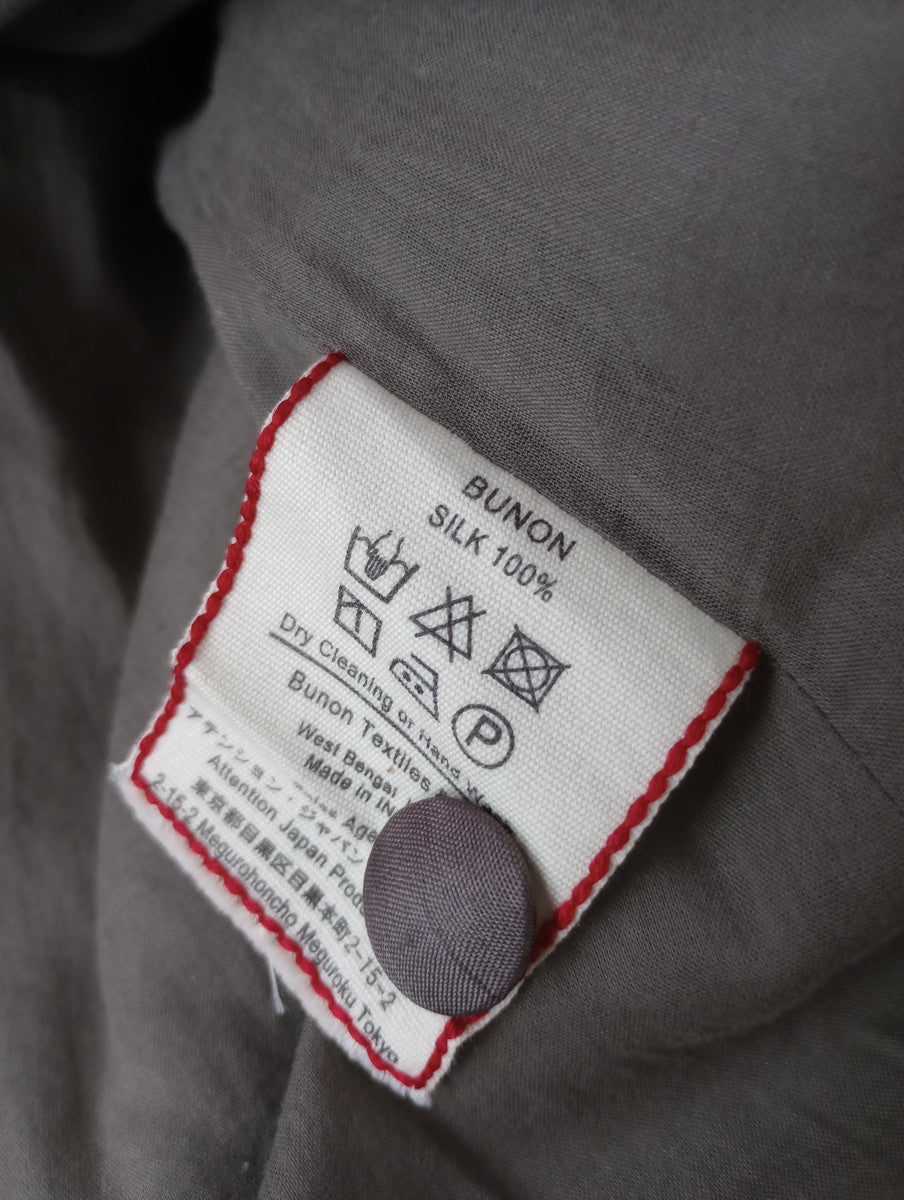 BUNON  ブノン  シルク 100％  キルティング  ロング コート  ブラウン F 【中古】