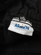 ARMEN アーメン リネン100％ ヘリンボーン エプロンワンピース ジャンパー サロペット スカート ロング 黒 ブラック 1  【中古】