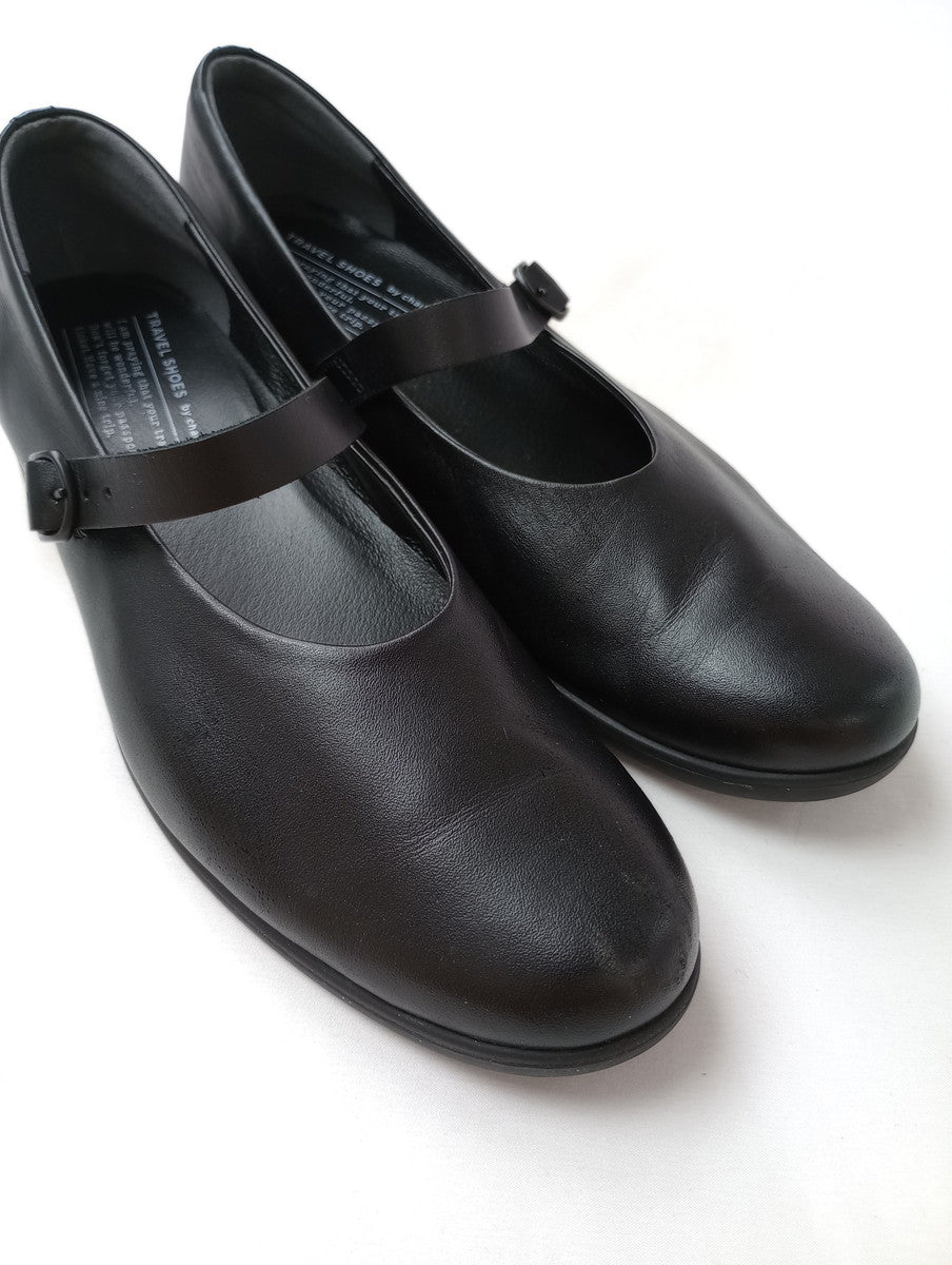 TRAVEL SHOES by chausser トラベルシューズバイショセ  ワンストラップ シューズ  パンプス  靴 黒 ブラック  39 【中古】