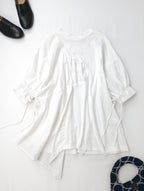 ENFOLD エンフォルド DRAPE FLARE BLOUSE ドレープフレアブラウス 半袖 Tシャツ カットソー 白 ホワイト  38 【中古】