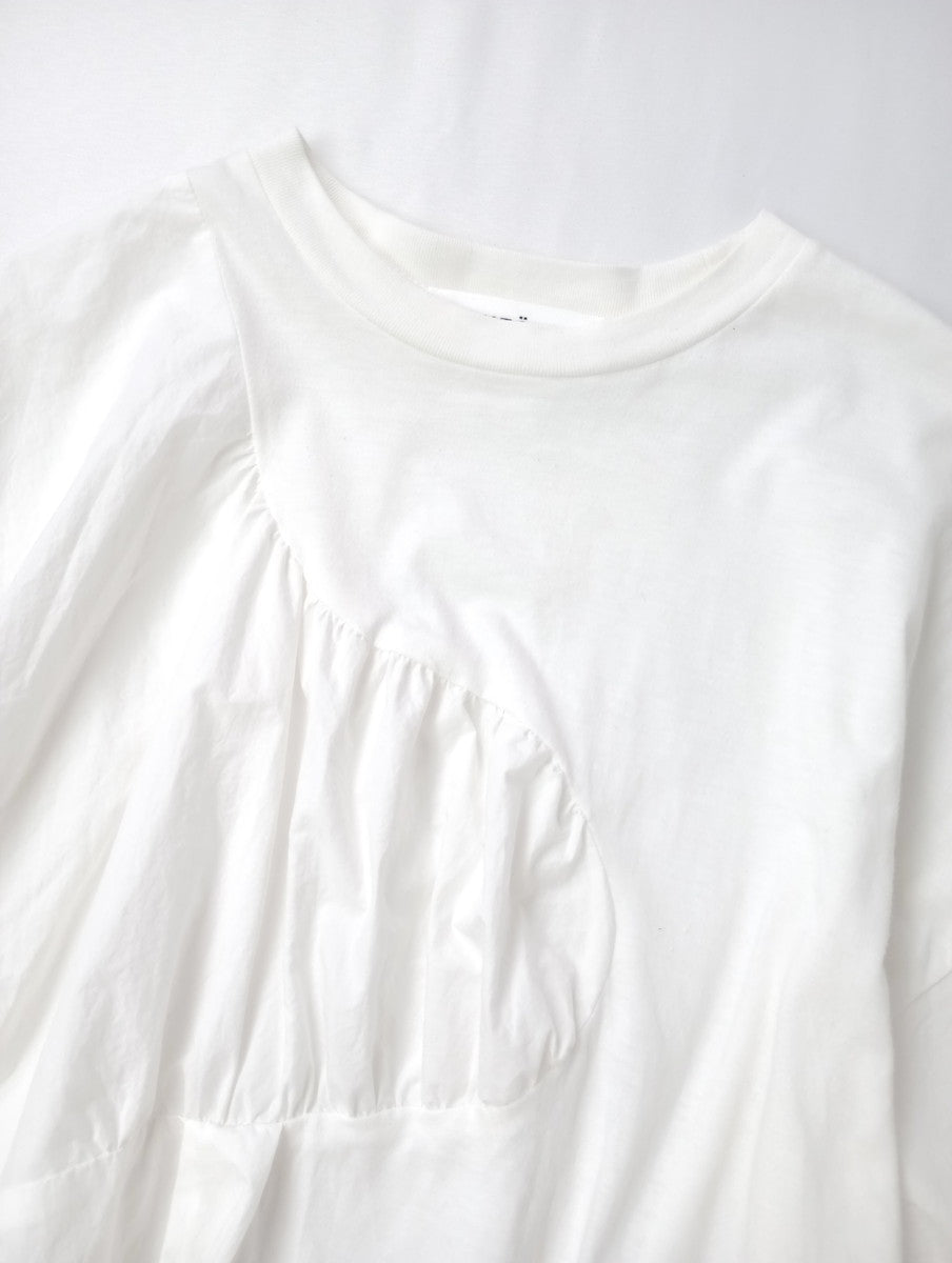 ENFOLD エンフォルド DRAPE FLARE BLOUSE ドレープフレアブラウス 半袖 Tシャツ カットソー 白 ホワイト  38 【中古】