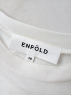 ENFOLD エンフォルド DRAPE FLARE BLOUSE ドレープフレアブラウス 半袖 Tシャツ カットソー 白 ホワイト  38 【中古】