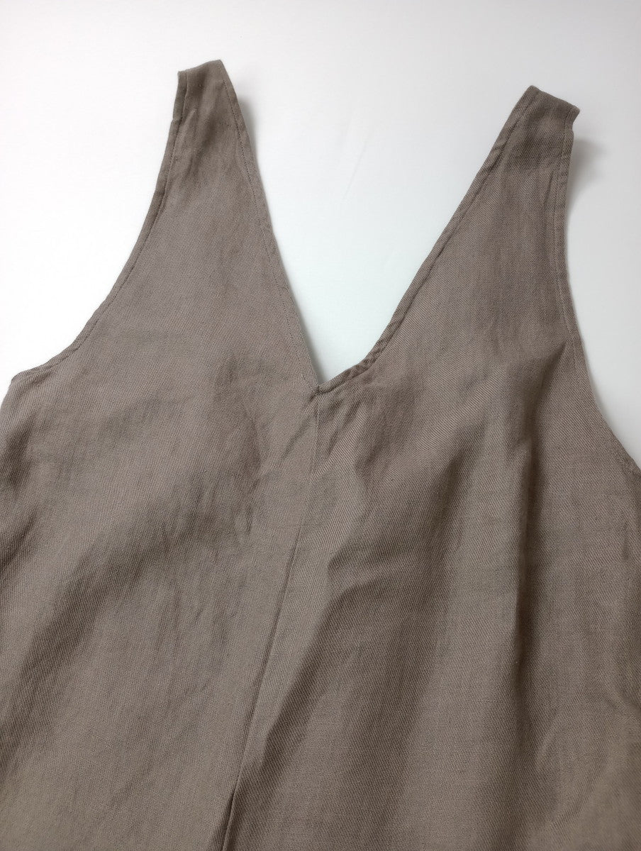 GALERIE TISSU ギャルリティシュ オーガニックリネンツイル サロペット パンツ オールインワン ベージュ  【中古】