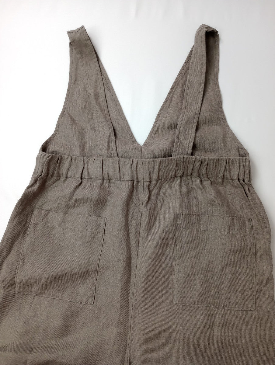 GALERIE TISSU ギャルリティシュ オーガニックリネンツイル サロペット パンツ オールインワン ベージュ  【中古】