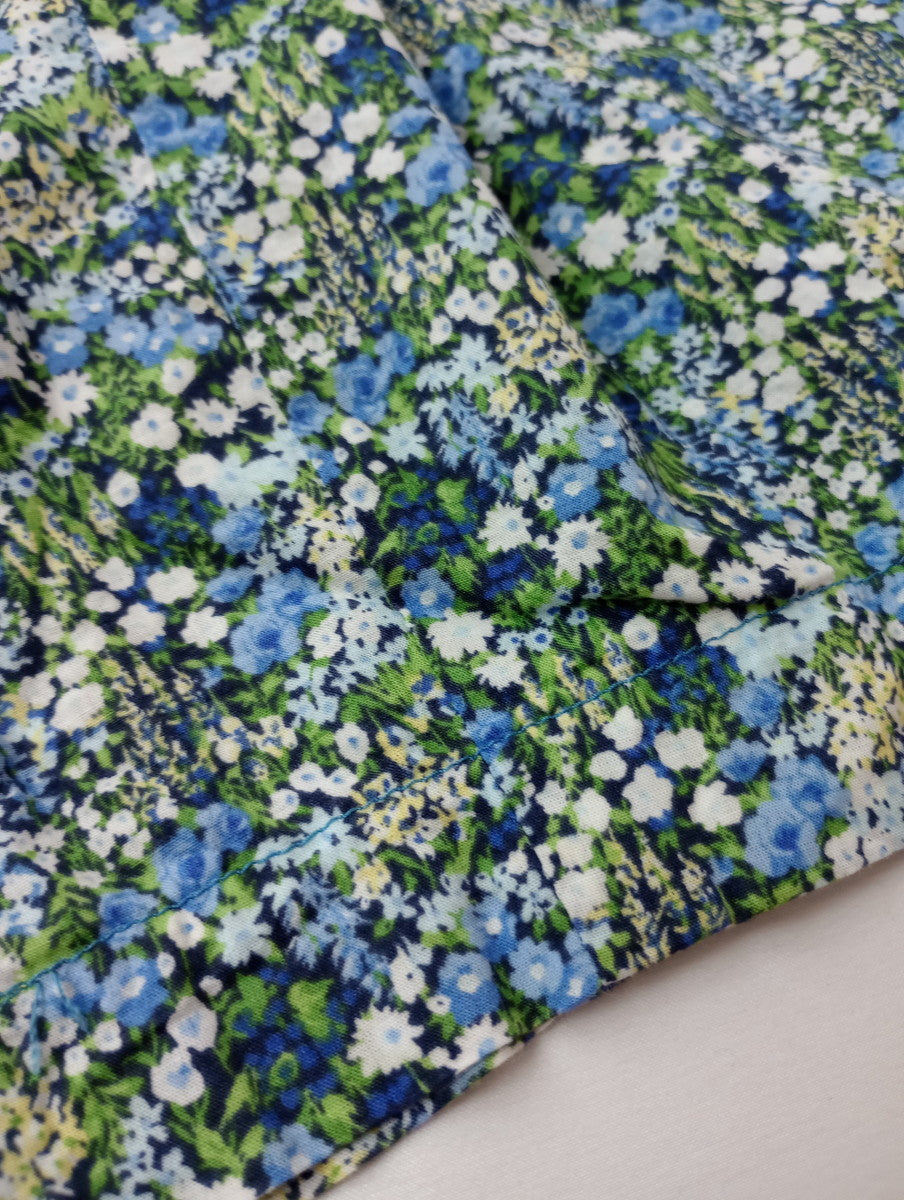 HARVESTY ハーベスティ コットン 花柄 ローン イージー サーカス パンツ 0  ブルー グリーン  【中古】
