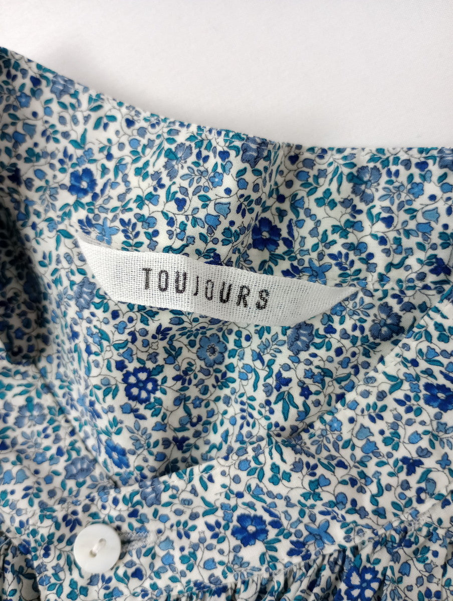 TOUJOURS  トゥジュー  リバティ 柄  チュニック ブラウス シャツ  トップス  花柄  ブルー  1  (12M＋4813) 【中古】