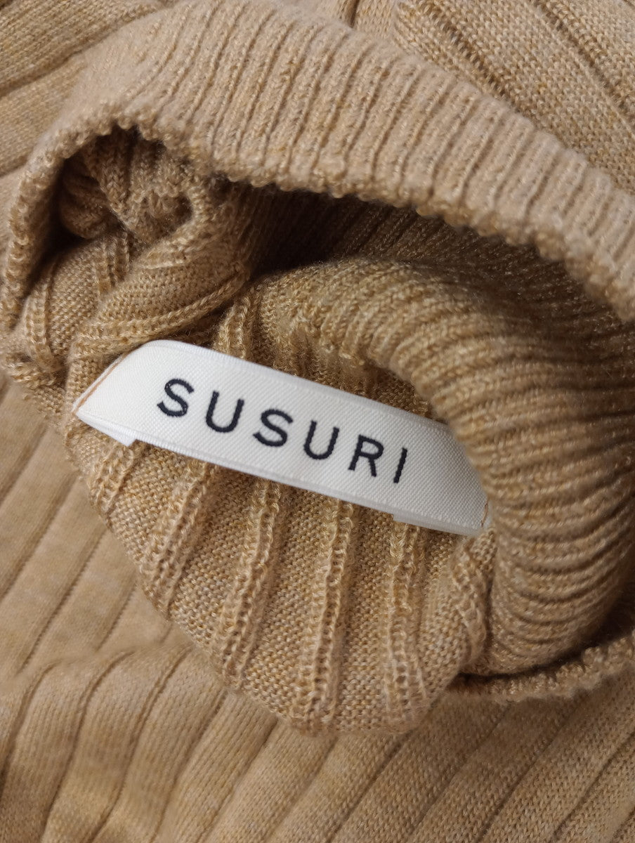 SUSURI ススリ ポエータ ハイネック セーター  長袖  リブ ニット  トップス マスタード イエロー 1  【中古】