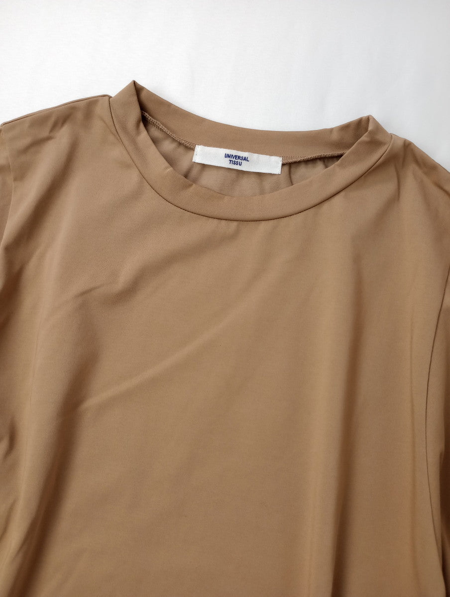 UNIVERSAL TISSU  ユニヴァーサルティシュ  ソルシールド ハイゲージ 天竺BIGスリーブ Tシャツ  トップス カットソー   ベージュ (12M＋4809)  【中古】