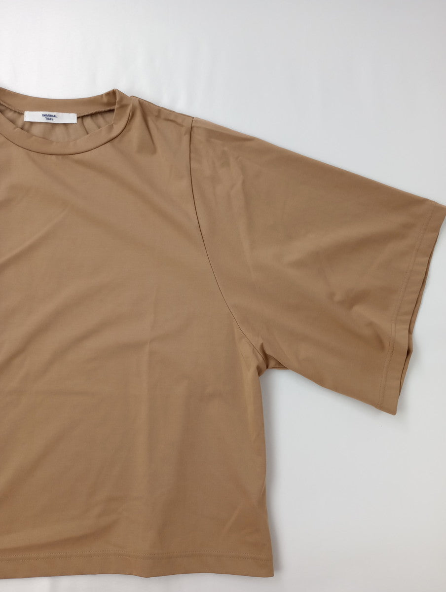 UNIVERSAL TISSU  ユニヴァーサルティシュ  ソルシールド ハイゲージ 天竺BIGスリーブ Tシャツ  トップス カットソー   ベージュ (12M＋4809)  【中古】