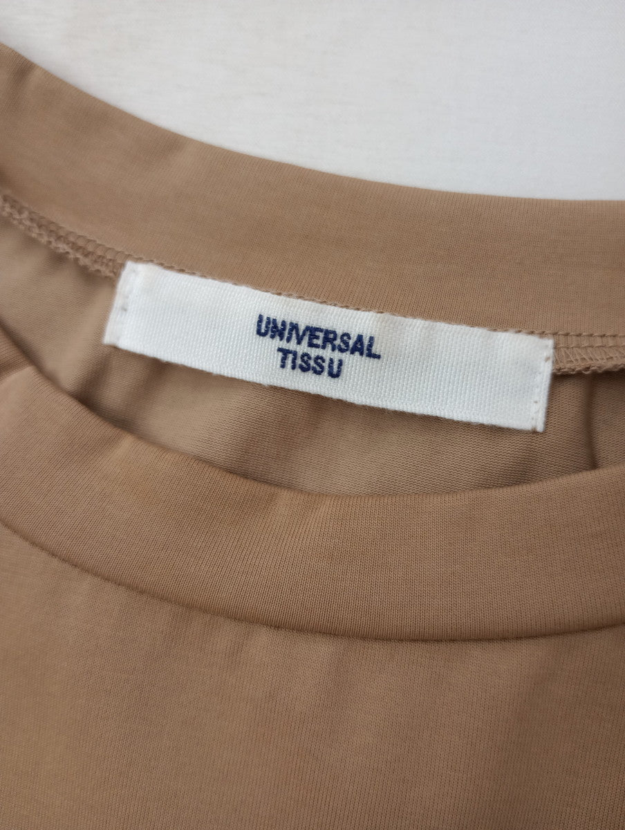 UNIVERSAL TISSU  ユニヴァーサルティシュ  ソルシールド ハイゲージ 天竺BIGスリーブ Tシャツ  トップス カットソー   ベージュ (12M＋4809)  【中古】