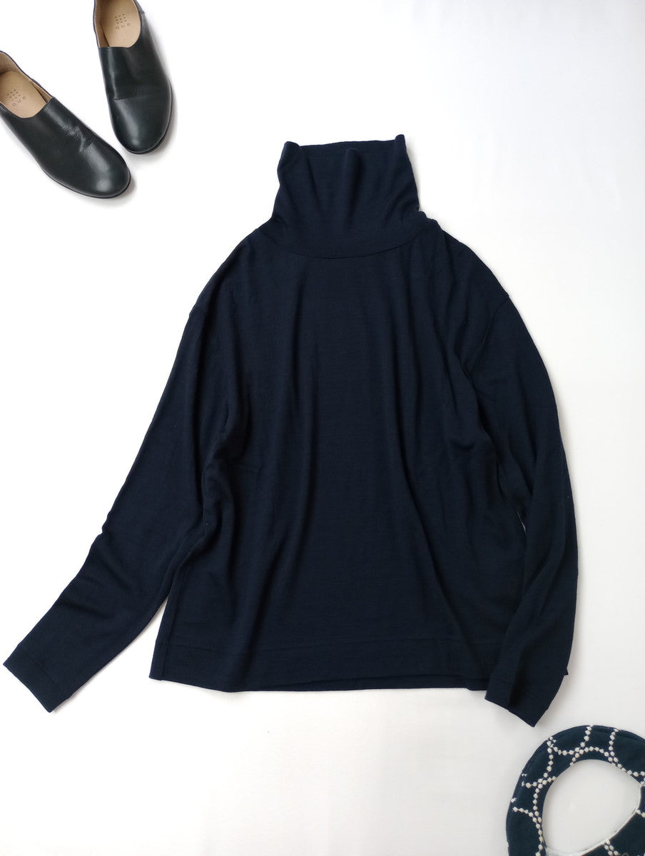SLOANE スローン  ウール天竺  ニット タートルネック 長袖  トップス  ネイビー 【中古】