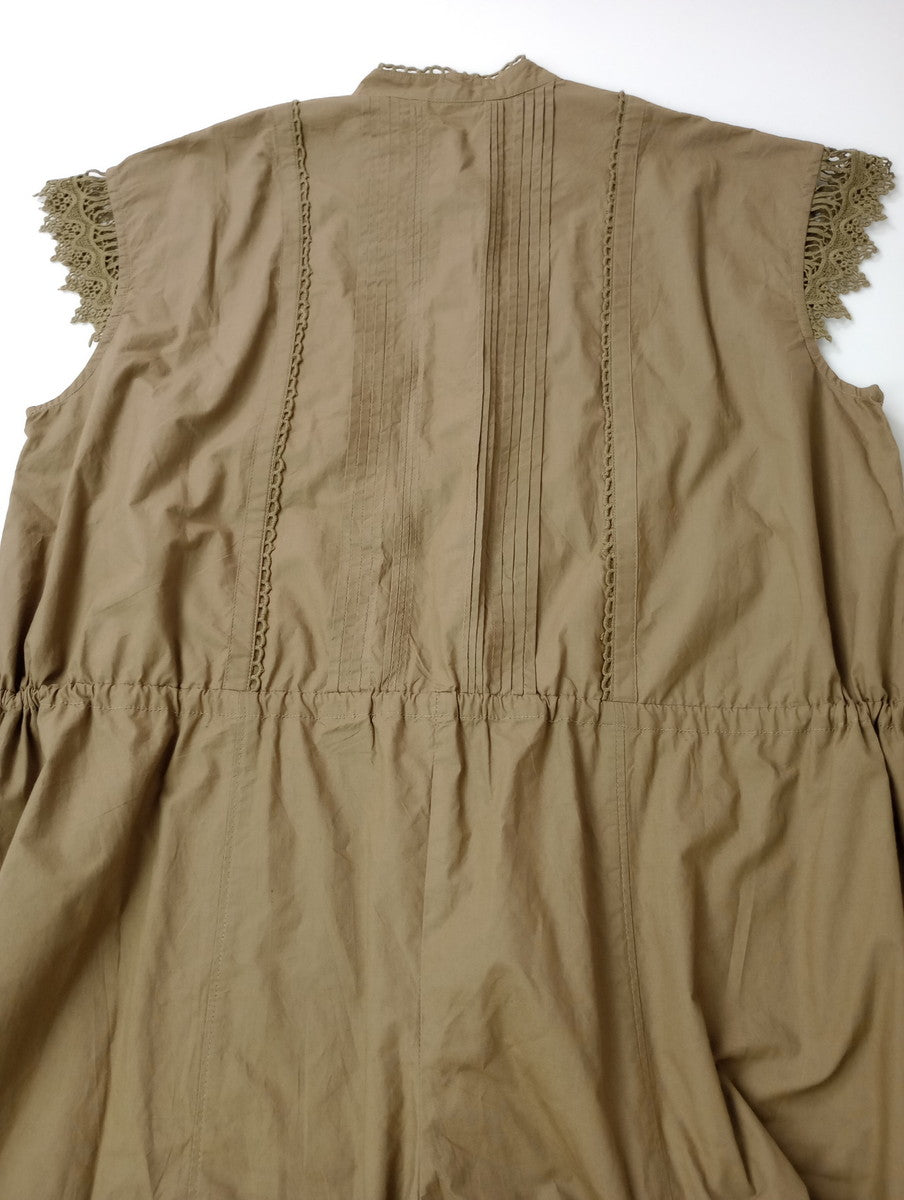 Curensology カレンソロジー コットン 綿 100％ レース オールインワン サロペット カーキ  F  【中古】