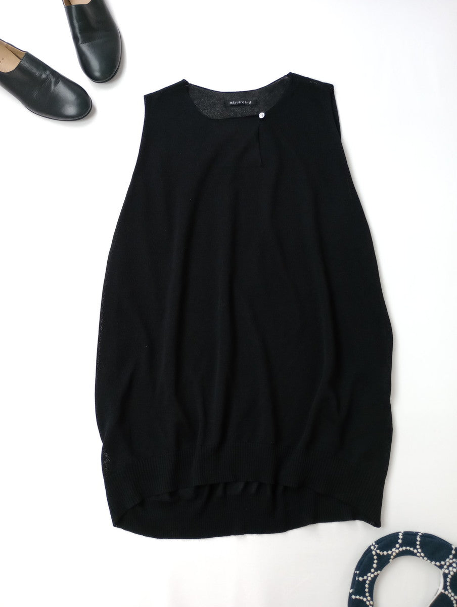 mizuiro ind ミズイロインド crew neck vest クルーネック ニット ベスト トップス  黒 ブラック 【中古】