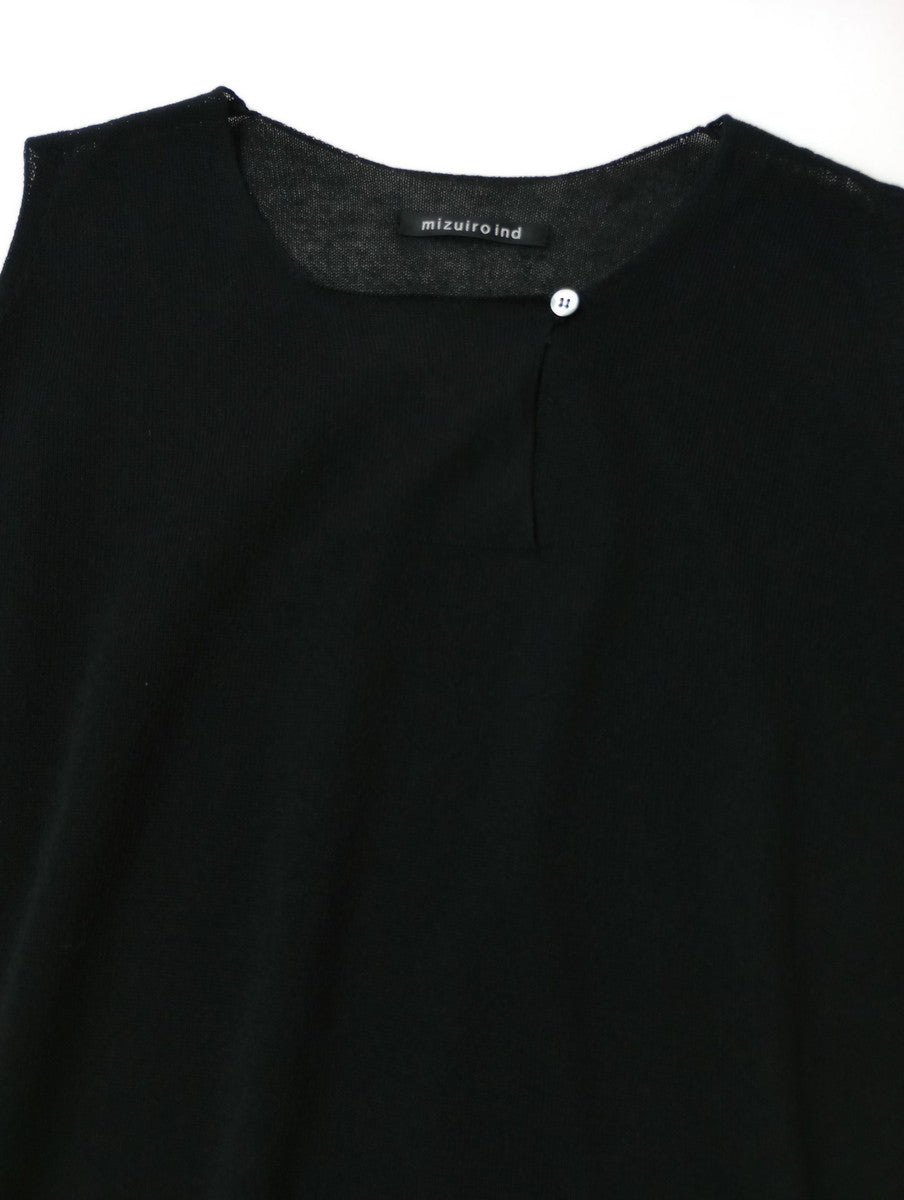 mizuiro ind ミズイロインド crew neck vest クルーネック ニット ベスト トップス  黒 ブラック 【中古】