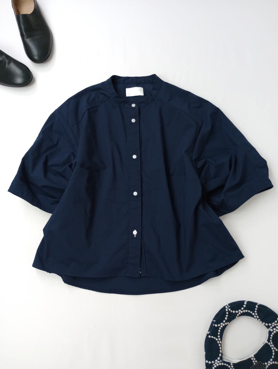 avec deuxclefs アヴェクデュクレ  半袖  シャツ ブラウス   トップス  ネイビー  M (12M＋4811)  【中古】