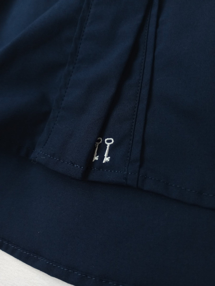 avec deuxclefs アヴェクデュクレ  半袖  シャツ ブラウス   トップス  ネイビー  M (12M＋4811)  【中古】