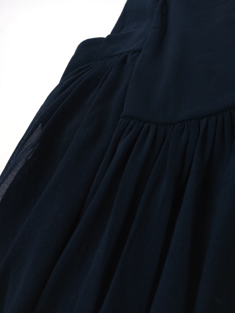 JIL SANDER ジルサンダー ノースリーブ ギャザー ロング マキシ ワンピース ネイビー  38 【中古】