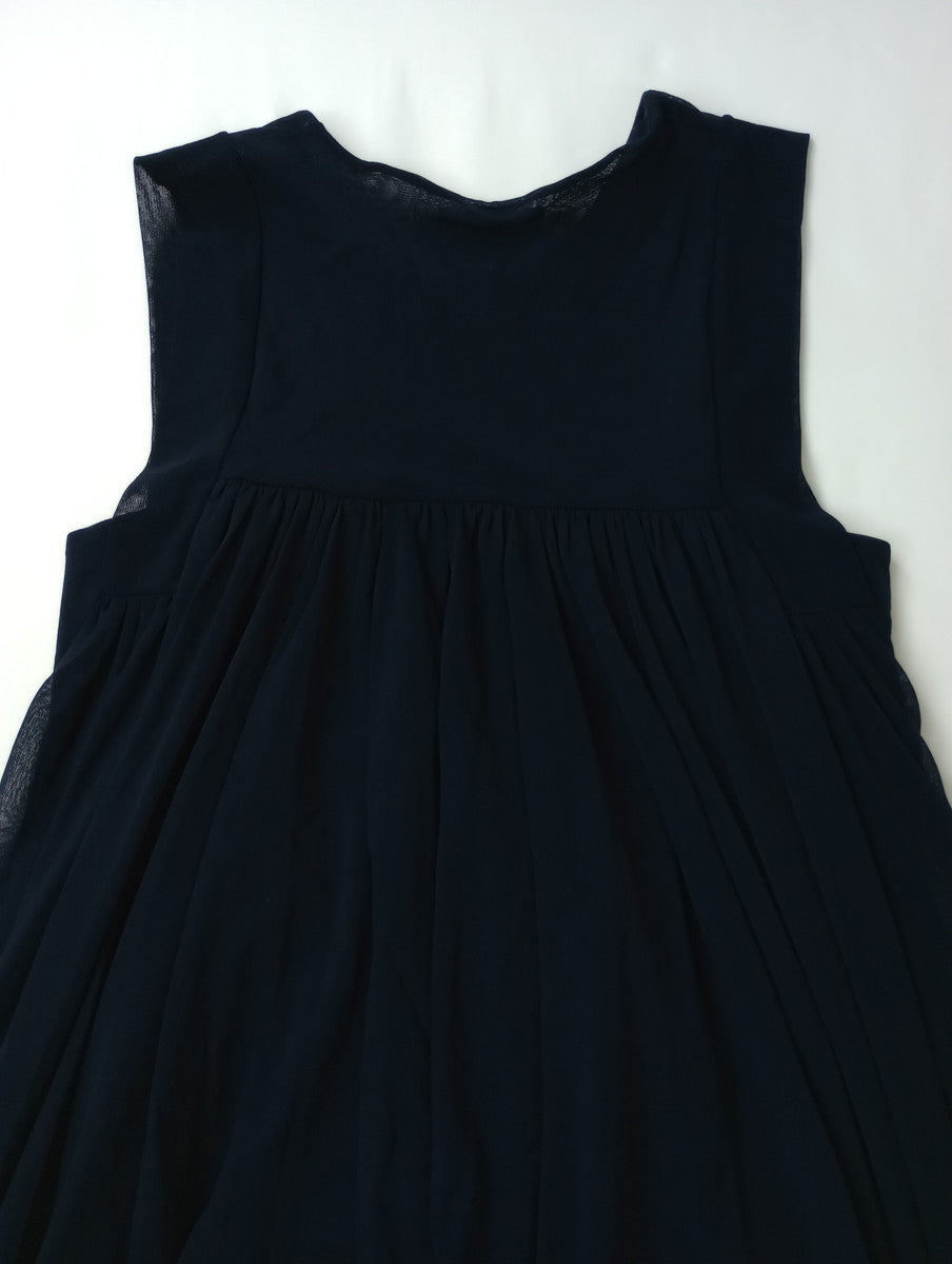 JIL SANDER ジルサンダー ノースリーブ ギャザー ロング マキシ ワンピース ネイビー  38 【中古】