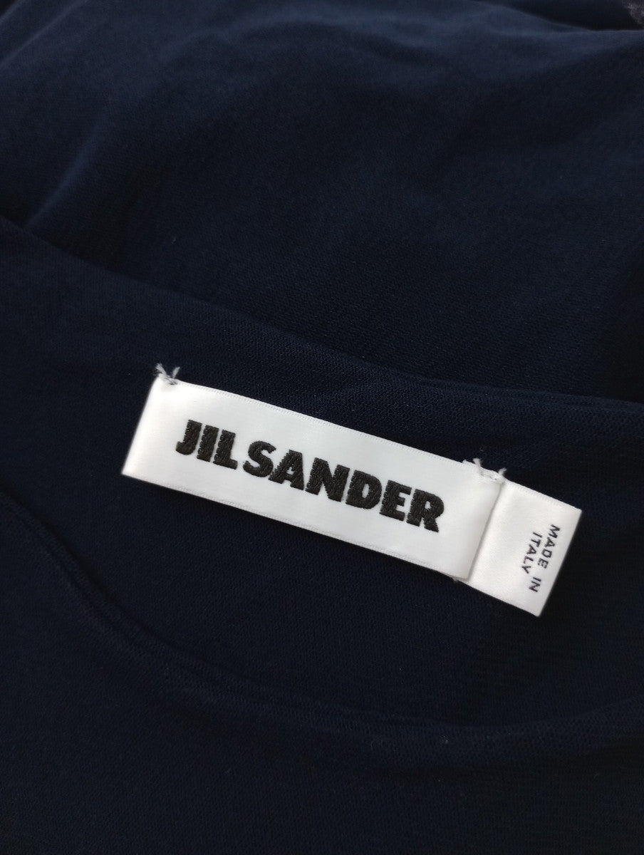 JIL SANDER ジルサンダー ノースリーブ ギャザー ロング マキシ ワンピース ネイビー  38 【中古】