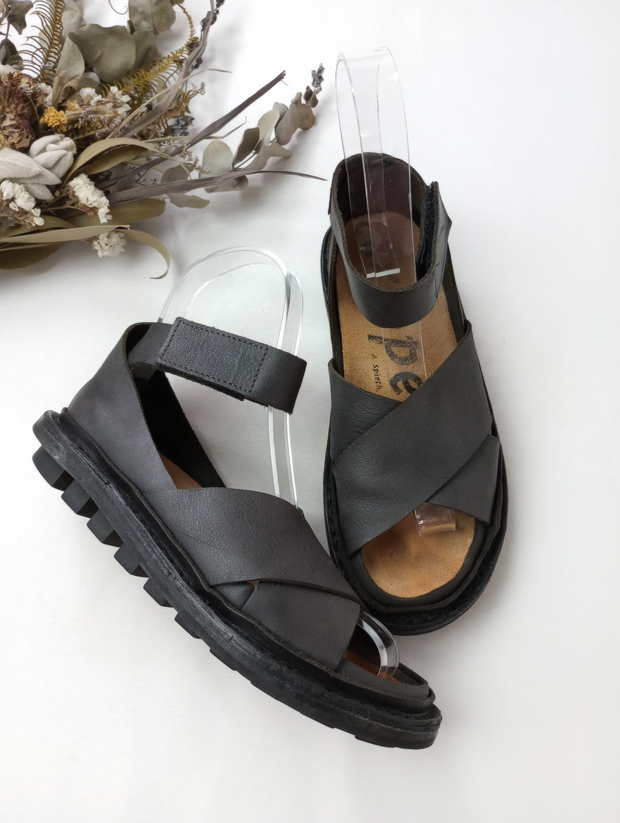 trippen トリッペン LAGOS バックストラップ サンダル  靴 レザー  ダーク グレー 37   (CM＋4812) 【中古】