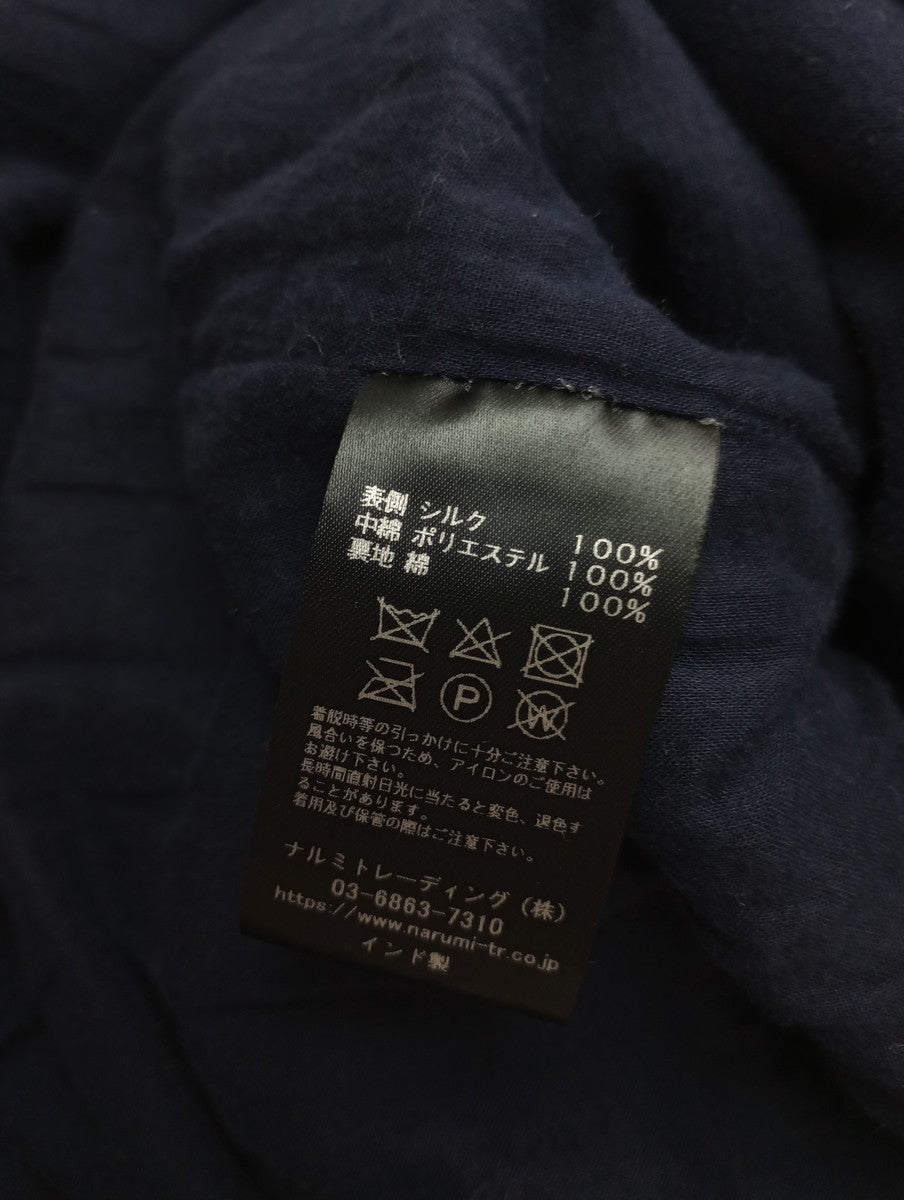 maison de soil  メゾンドソイル  シルク100％  キルティング  ダブルボタン  ロング コート  中綿 ネイビー  2 【中古】