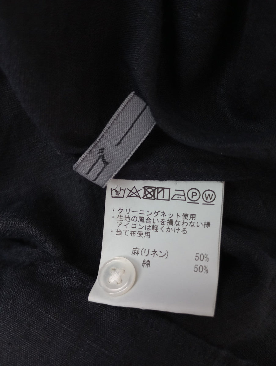 ゴーシュ  リネン コットン プルオーバー  長袖 ブラウス トップス ダークネイビー 2  【中古】
