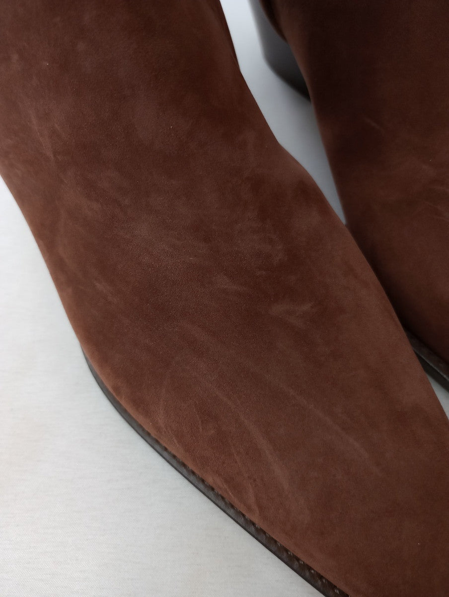 新品 MANOLO BLAHNIK マノロブラニク ALIERA アリエラ スエード アンクル ブーツ 靴  ブラウン 37 1/2 【中古】