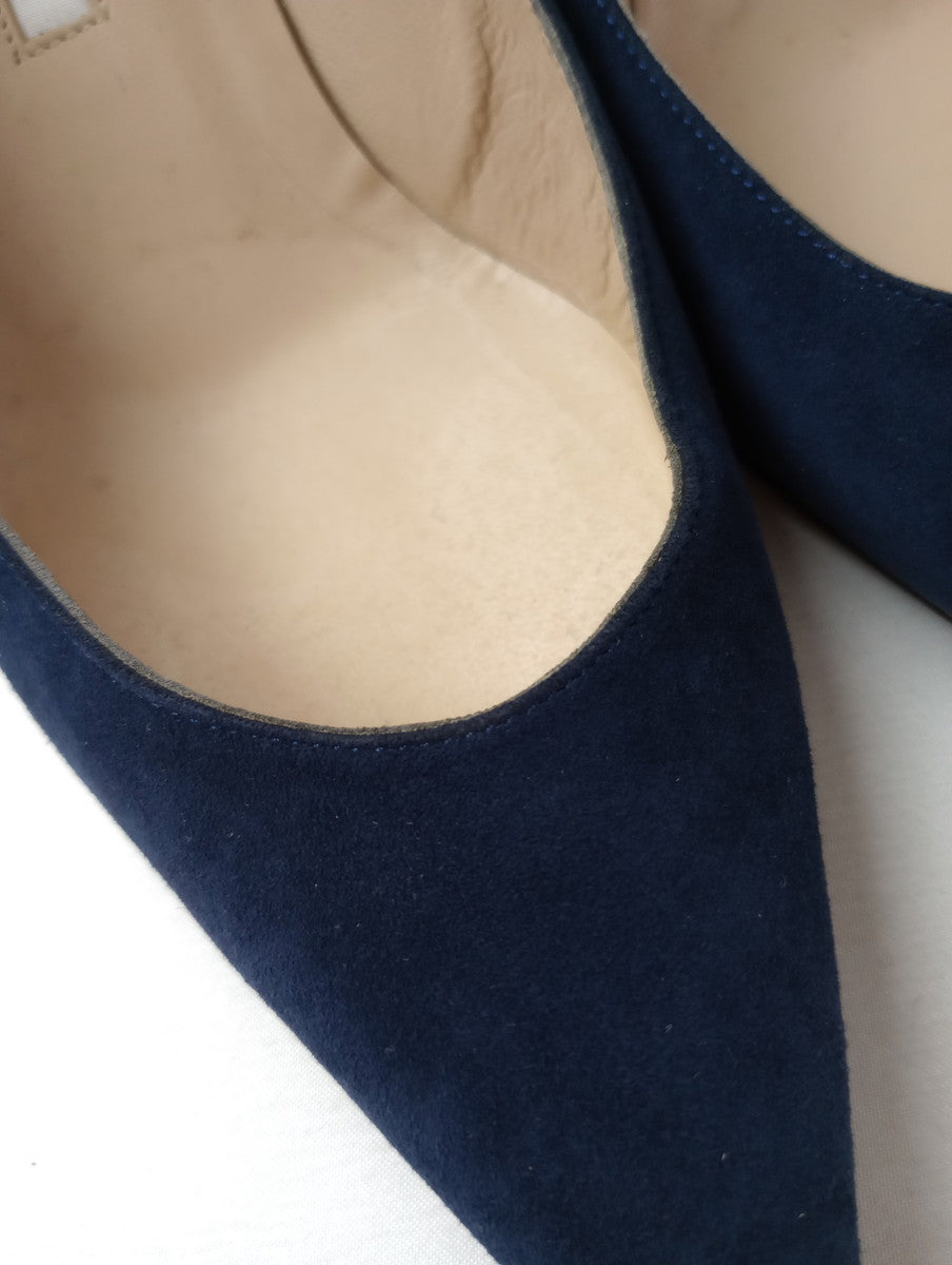 MANOLO BLAHNIK  マノロブラニク  スエード ポインテッドトゥ パンプス 靴  ネイビー  37 【中古】
