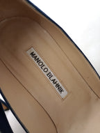 MANOLO BLAHNIK  マノロブラニク  スエード ポインテッドトゥ パンプス 靴  ネイビー  37 【中古】