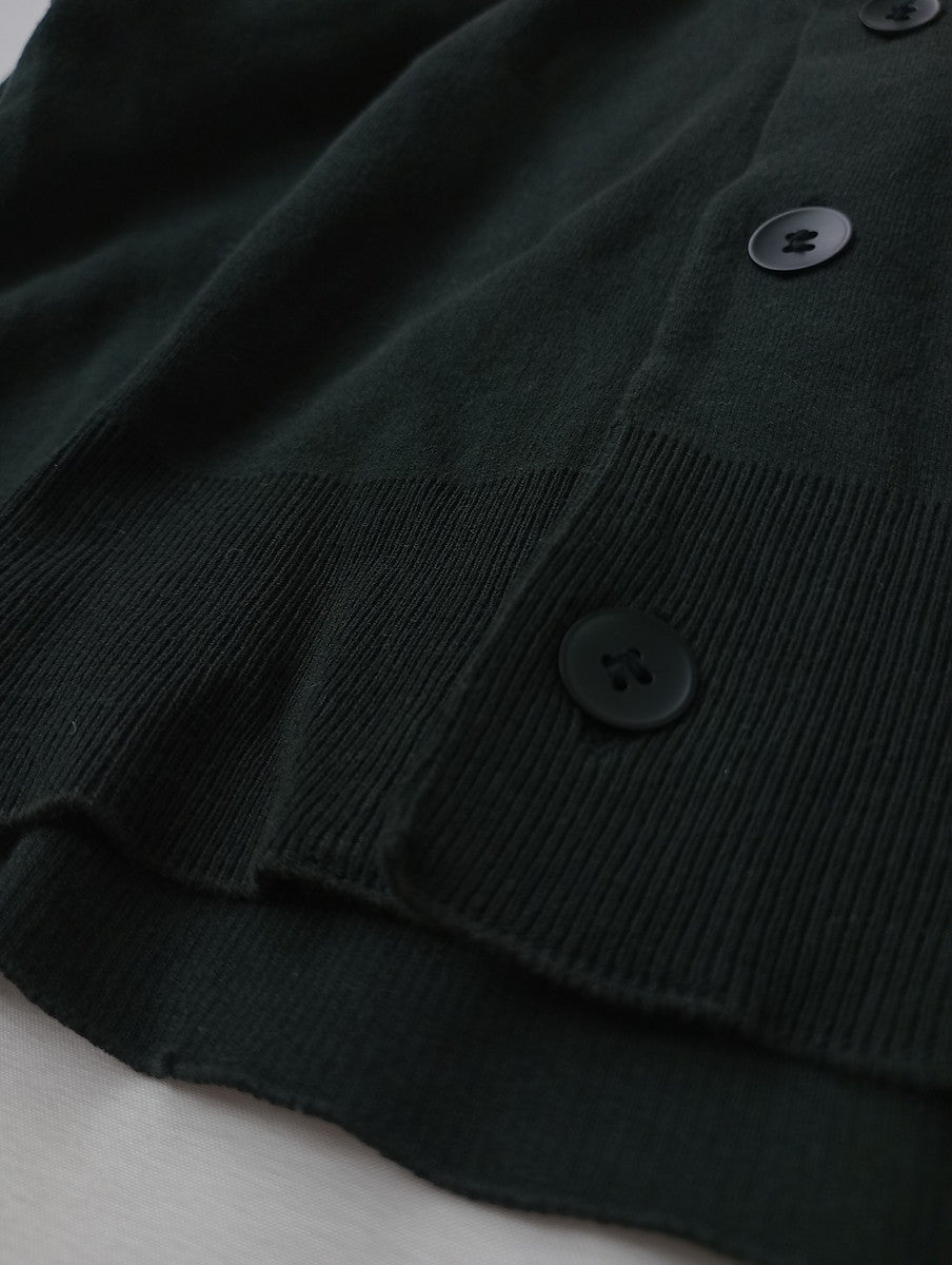 ATON エイトン 50/2 NATURAL DYE ORGANIC | Vネック カーディガン 羽織  黒 ブラック  02  【中古】