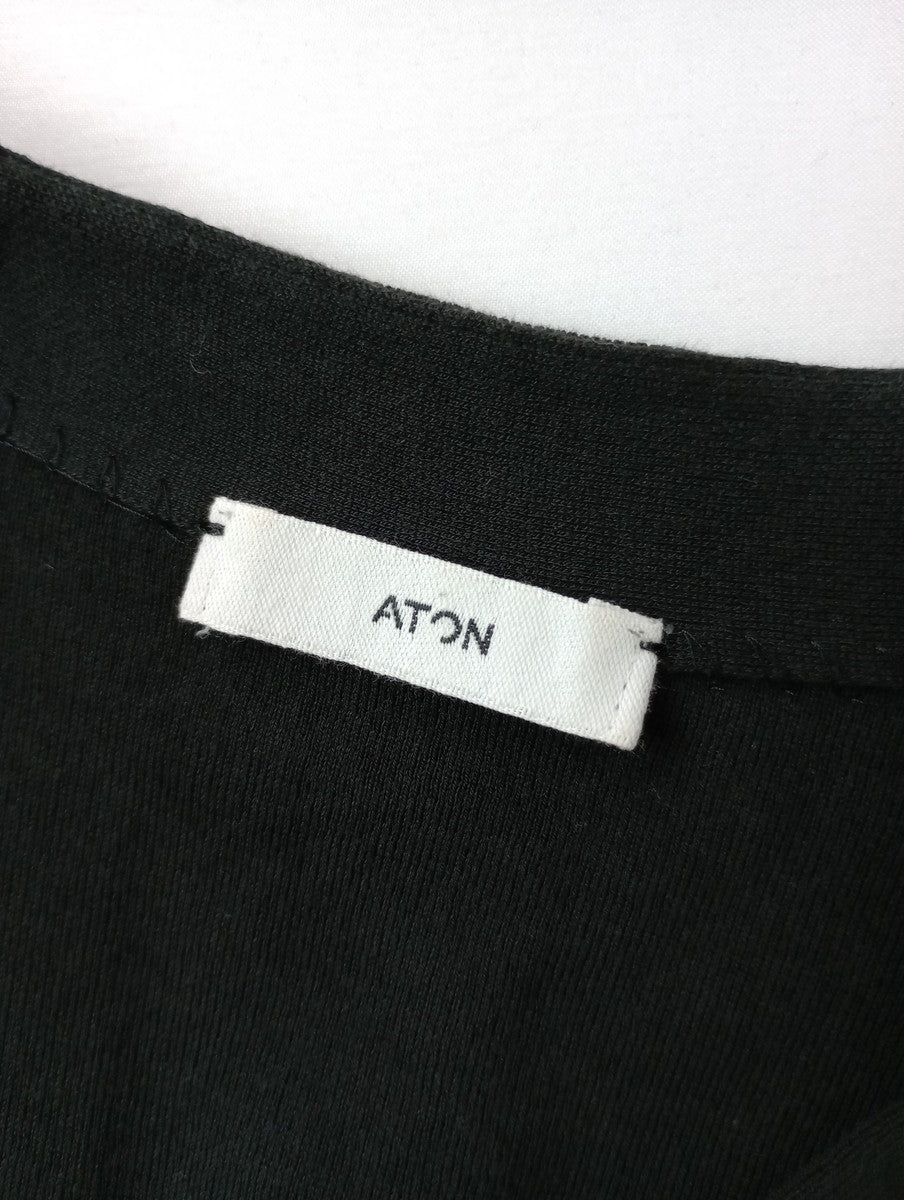 ATON エイトン 50/2 NATURAL DYE ORGANIC | Vネック カーディガン 羽織  黒 ブラック  02  【中古】