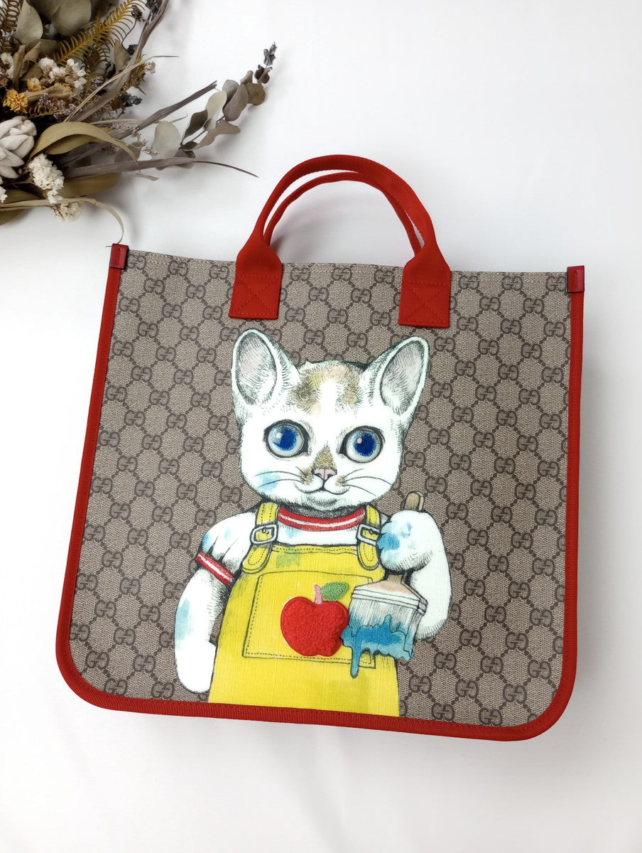 GUCCI  グッチ  チルドレンズ  ヒグチ ユウコ  スペシャル コレクション  GG トート バッグ  猫  ねこ  赤 【中古】