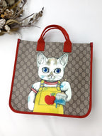 GUCCI  グッチ  チルドレンズ  ヒグチ ユウコ  スペシャル コレクション  GG トート バッグ  猫  ねこ  赤 【中古】