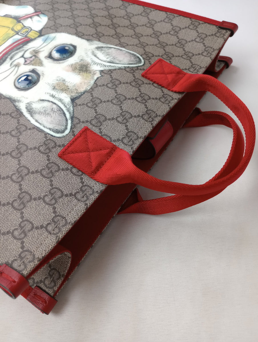 GUCCI  グッチ  チルドレンズ  ヒグチ ユウコ  スペシャル コレクション  GG トート バッグ  猫  ねこ  赤 【中古】