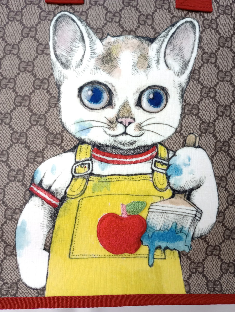 GUCCI  グッチ  チルドレンズ  ヒグチ ユウコ  スペシャル コレクション  GG トート バッグ  猫  ねこ  赤 【中古】