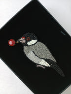 Moko Kobayashi maison des perles 小林モー子 文鳥 ブローチ 黒 ブラック グレー  【中古】