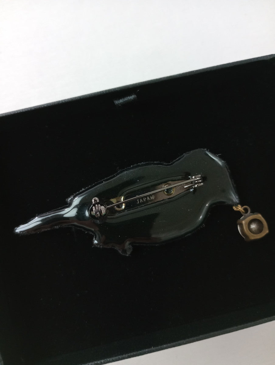 Moko Kobayashi maison des perles 小林モー子 文鳥 ブローチ 黒 ブラック グレー  【中古】
