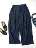 atelier naruse アトリエナルセ cotton denim tuck pants コットン 綿 100％ デニム タック パンツ ネイビー  【中古】