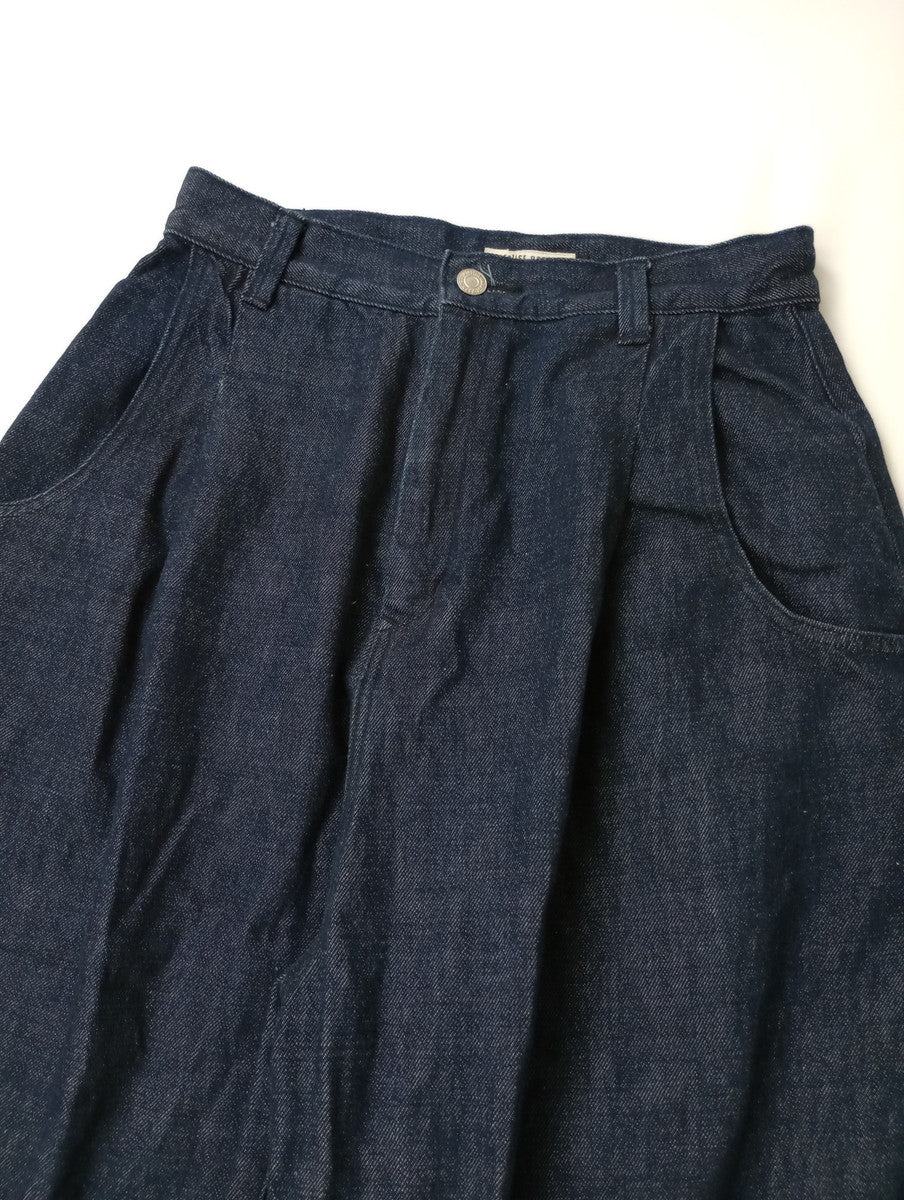 atelier naruse アトリエナルセ cotton denim tuck pants コットン 綿 100％ デニム タック パンツ ネイビー  【中古】