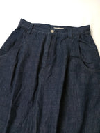 atelier naruse アトリエナルセ cotton denim tuck pants コットン 綿 100％ デニム タック パンツ ネイビー  【中古】