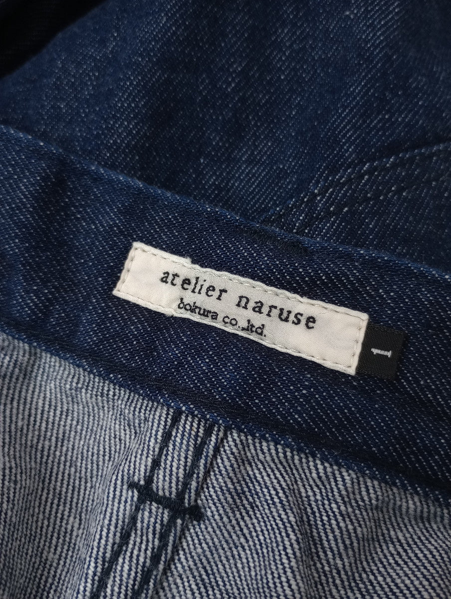 atelier naruse アトリエナルセ cotton denim tuck pants コットン 綿 100％ デニム タック パンツ ネイビー  【中古】