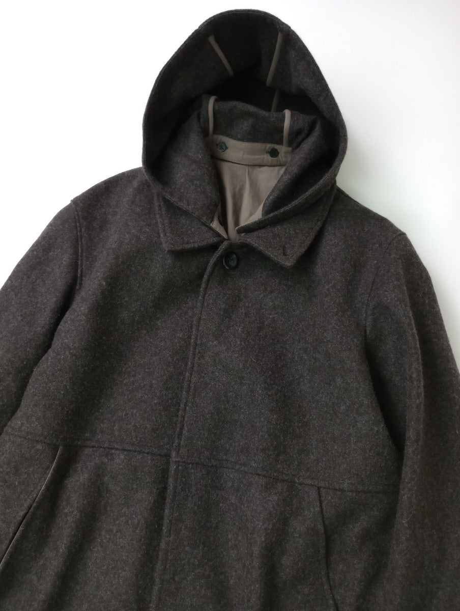 THE HINOKI  ザヒノキ  メルトン  フーデッド  フード ロング  コート  4 グレー 【中古】