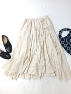 suzuki takayuki スズキタカユキ long skirt リネン 麻 100％ ギャザー ロング スカート 生成り  【中古】