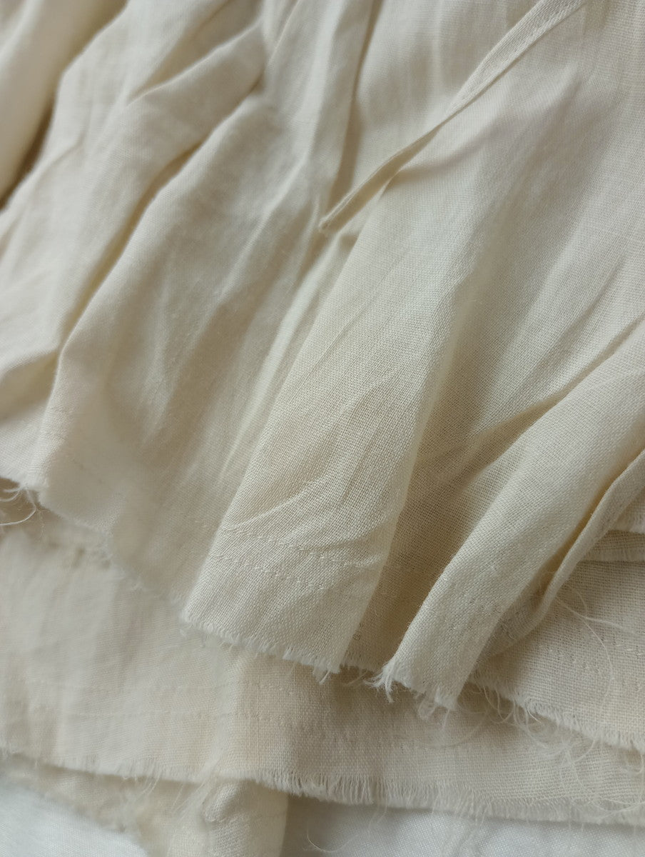 suzuki takayuki スズキタカユキ long skirt リネン 麻 100％ ギャザー ロング スカート 生成り  【中古】