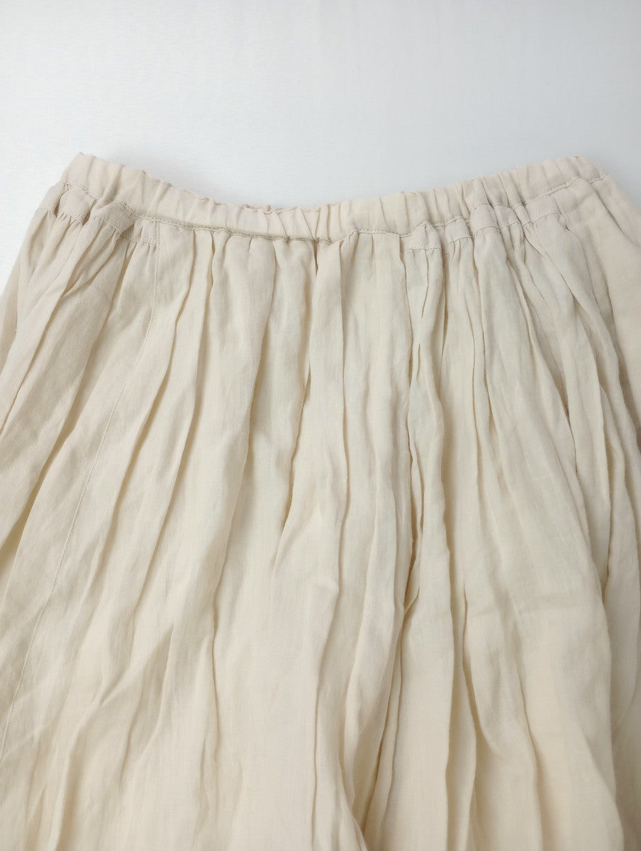 suzuki takayuki スズキタカユキ long skirt リネン 麻 100％ ギャザー ロング スカート 生成り  【中古】