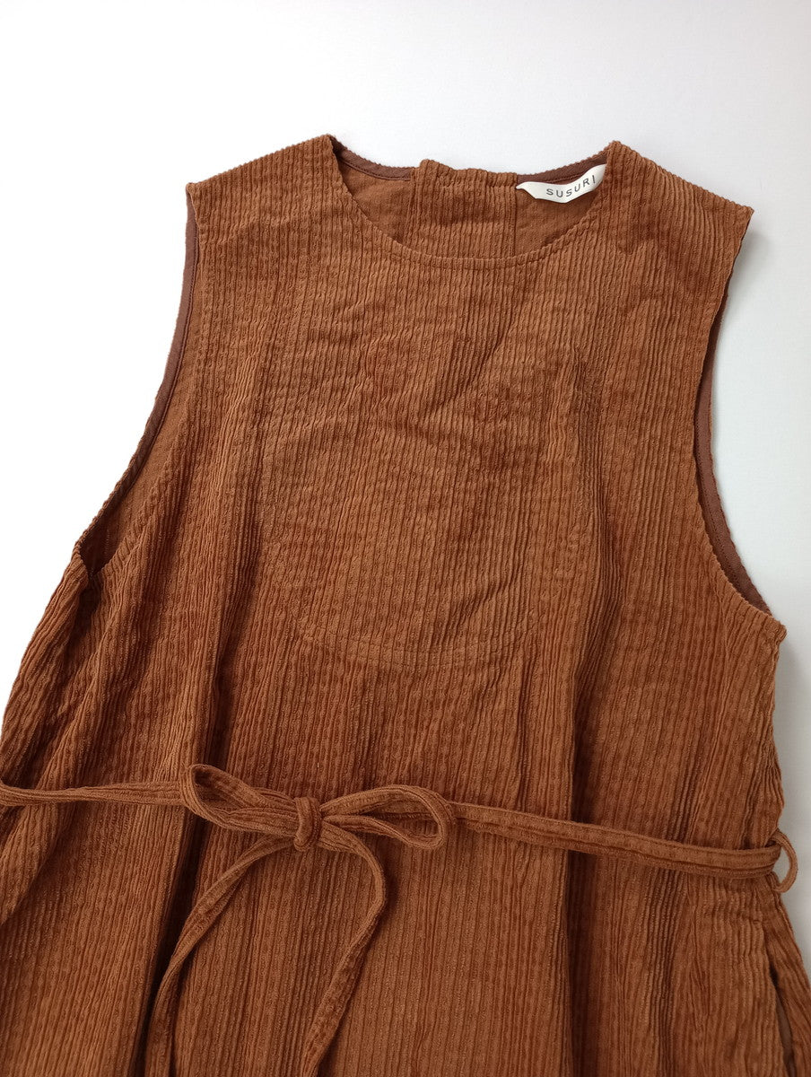 SUSURI ススリ moule long vest ムールロングベスト コーデュロイ ブラウン  1 【中古】